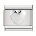 Modulares italienisches Charm-Glied aus Edelstahl mit einem erhobenen Herz-Design. - 3D Herz Stil / 1 Stück / Silber