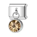 Charm per bracciale modulare italiano con pendente in cristallo champagne, acciaio inox - Novembre (Topazio)