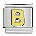 Modulo per bracciale componibile in acciaio con lettera B gialla per gioielli DIY - Lettera B / Argento E Giallo