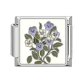 Detailed floral enamel pansy charm for Italian modular stainless steel elastic bracelets - Colorful Pansy Style (#14)