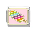 Charm modulare italiano in acciaio inox con motivo a ghiacciolo arcobaleno colorato. - Ghiacciolo Colorato (#7)