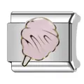 Charm en émail barbe à papa rose sur maillon de bracelet modulaire italien en inox - Motif Guimauve (#31) / 1 Pièce