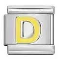 Maglia per bracciale modulare in acciaio inossidabile con lettera D dorata rifinita - Lettera D / Argento E Giallo