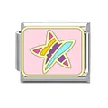 Charm modulare italiano in acciaio inox con simpatico design a stella colorata - Stella Cartone Animato (#8)