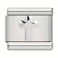 Silver Italian modular bracelet charm with 3D raised cross design for DIY jewelry - Cross (C1110) / Steel