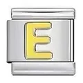Stainless steel Italian modular charm link with a golden letter E for DIY jewelry - Letter E / Silver And Yellow
