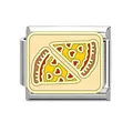Link charm italiano in acciaio inossidabile con simpatico motivo a cuore di pizza - Motivo Pizza (#9)
