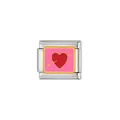 Stainless steel Italian modular charm featuring a pink heart with arrow design for DIY - Heart and Arrow Design (Y46) / Red