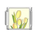 Yellow tulip flower Italian charm link for modular stainless steel bracelet jewelry - Yellow Tulip Style (#19)