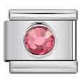 Maglia charm modulare italiana in acciaio inossidabile con zircone rosa per bracciale - Rosso Rubino Luglio (ICY329)