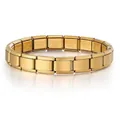 Matte gold plated stainless steel Italian modular charm bracelet with elastic band - Italian Modular Bracelet (#5) / Matte Gold