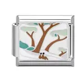 Charm per bracciale modulare italiano con design in smalto con albero e coppia - Stile Motivo #3 (#3) / 1cm (Pezzo Singolo)