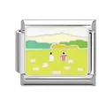 Maglia per bracciale modulare italiano con paesaggio smaltato per i gioielli DIY - Stile Motivo #4 (#4) / 1cm (Pezzo Singolo)