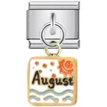 Customizable August month Italian charm link for DIY modular stainless steel bracelet - August