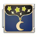 Maillon de bracelet italien en acier avec motif de lune et d'étoiles. - Étoiles au Clair de Lune