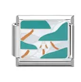 Edelstahl Italienisches Armband-Modul mit abstraktem Emaille-Design in Grün und Orange - #6 Musterstil (#6) / 1cm (Einzelstück)