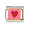 Eslabón de charm italiano en acero con corazón rosa y flecha para pulseras modulares - Estilo de Corazón Flecha de Cupido (#8) / 1 Pza (1cm)