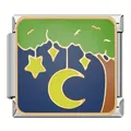 Charme pour bracelet modulaire italien en acier inoxydable avec motif lune et étoiles - Jungle au Clair de Lune