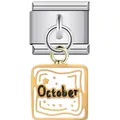 October charm for Italian modular bracelet in stainless steel and enamel - October