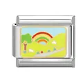 Italienisches Modul-Armbandglied mit farbenfrohem Emaille-Regenbogen-Landschaftsdesign - #7 Musterstil (#7) / 1cm (Einzelstück)