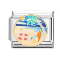 Italienisches Modul-Charm für DIY-Armband mit buntem Sommer-Strand-Emailledesign - #10 Musterstil (#10) / 1cm (Einzelstück)