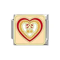 Abalorio de pulsera italiana de acero inoxidable con diseño de corazón y lazo - Estilo de Corazón con Lazo (#12) / 1 Pza (1cm)