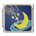 Maillon de charme céleste en acier avec étoile filante et lune pour bracelet modulaire - Météore Onirique