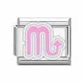 Charm segno zodiacale Scorpione in smalto rosa per bracciale modulare italiano DIY - Modulo Singolo / Scorpione