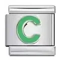 Charm italiano in acciaio inossidabile con lettera C verde per bracciale fai-da-te - Lettera C