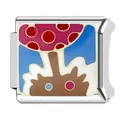 Charm italien en acier inoxydable avec illustration de monstre de dessin animé et champignon - Monstre Tendance