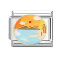 Italienischer Modul-Charm mit Emaille-Design der Sonnenuntergangslandschaft - #14 Musterstil (#14) / 1cm (Einzelstück)
