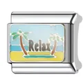 Personalisierbarer italienischer Modular-Armband-Charm mit Relax Strandpalmen-Design - #18 Musterstil (#18) / 1cm (Einzelstück)
