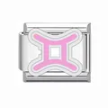Maglia per bracciale italiano personalizzabile con simbolo zodiacale Gemelli rosa - Modulo Singolo / Gemelli