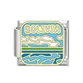 Stainless steel Italian modular charm link with colorful Bolivia landmark enamel design - Landmark Module - Bolivia Theme (#19) / 1 Piece