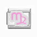 Link charm italiano segno Vergine in acciaio inossidabile con smalto rosa per DIY - Modulo Singolo / Vergine