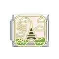 Italian modular charm link with colorful enamel Eiffel Tower landmark travel design - Landmark Module - Paris Eiffel Tower Landmark (#25) / 1 Piece