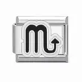 Vue détaillée d'un breloque modulaire italienne avec un symbole du zodiaque Scorpion. - Scorpion