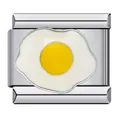 Détail du charm émaillé en forme d'œuf sur le plat sur un maillon de bracelet italien - Motif Œuf au Plat (17) / 1 Pièce