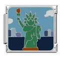 Italienisches Modularmband Glied aus Edelstahl mit Freiheitsstatue Emaille Motiv - Statue of Liberty (#6) / Mehrfarbig