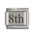 Stainless steel Italian charm link featuring engraved 8th number for DIY modular bracelet - 8th Date Link