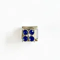 Maglia per bracciale modulare italiano in acciaio inox con quadrifoglio in zircone blu - Quadrifoglio (Zirconia Blu) / Blu (#1)