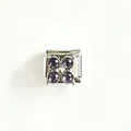 Link charm italiano a quadrifoglio con zircone viola in acciaio inossidabile per DIY - Quadrifoglio (Zirconia Viola) / Viola (#2)