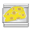 Maillon de bracelet italien en acier inoxydable avec émail fromage jaune pour bijoux DIY - Motif Fromage (#11) / 1 Pièce