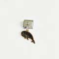 Charm modulare italiano in acciaio con pendente a balena nero e oro per gioielli DIY - Forma Balena / nero e oro