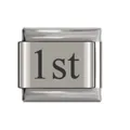 Modulo charm italiano in acciaio inossidabile con incisione 1st per bracciali DIY - Maglia Data 1°