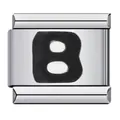 Premium stainless steel Italian modular charm link featuring a black letter B design - Letter B