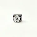 Stainless steel Italian modular charm link with clear clover flower cubic zirconia design - Transparent Flower
