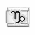 Maglia per bracciale italiano in acciaio inox con simbolo zodiacale del Capricorno. - Capricorn