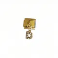 Elegante maglia charm italiana placcata oro con ciondolo a forma di lettera D con cristalli - Forma di Lettera D / Oro