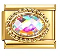 Charm per bracciale italiano in acciaio inossidabile dorato con zircone arcobaleno - Zirconi colorati